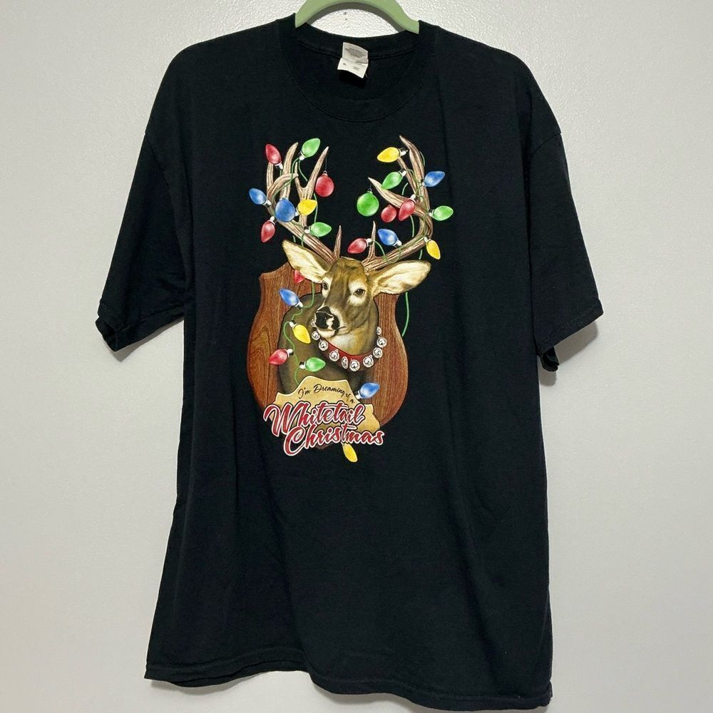 Black I’m dreaming of a Whitetail Christmas Deer Graphic T-Shirt size XL